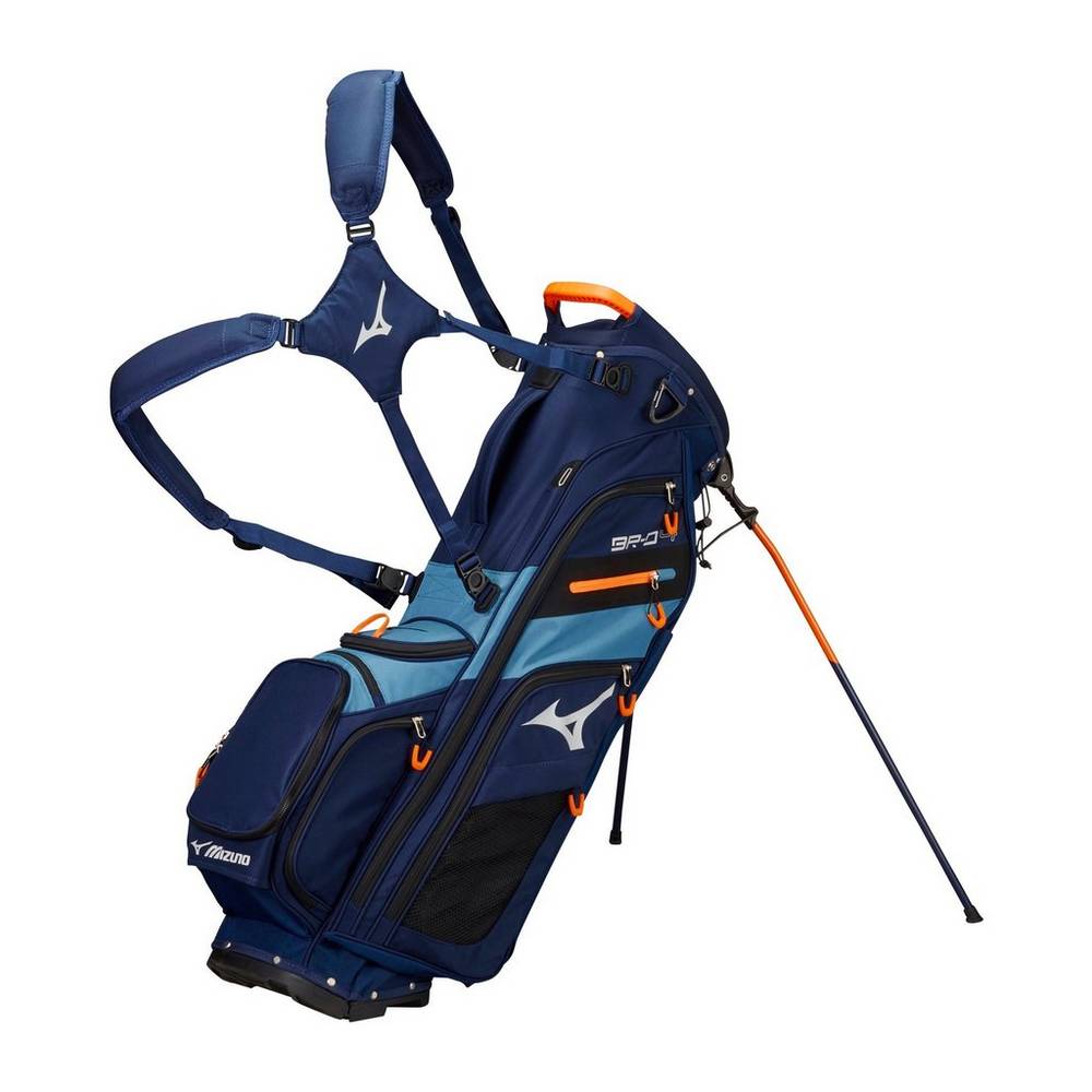 Mens Mizuno BR-D4 6-Way Stand Bag Navy/Grey Blue Philippines (URJENH693)